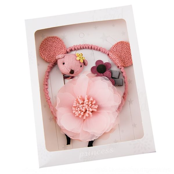 

qpu crown bear pin bandheaddress headband flower circle little princess children's hair accessories combination set hair accessories ha, Slivery;white