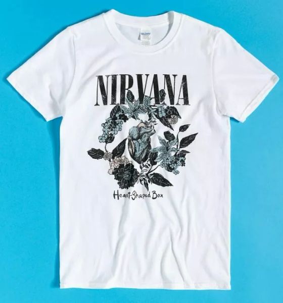 

official white nirvana heart-shaped box t-shirt, White;black