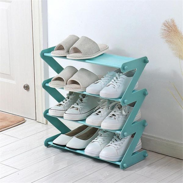 

plastic + stainless steel multi-layer multi-function assembly shoe rack household simple storage dustproof clothing & wardrobe