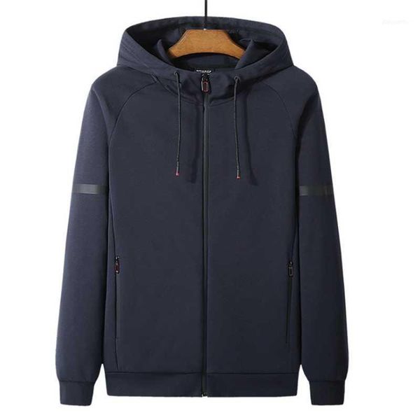 

men's hoodies & sweatshirts 2021 spring autumn fashion casual plus size hooded cotton knitted jacket zip hoodie moleton sweat, Black