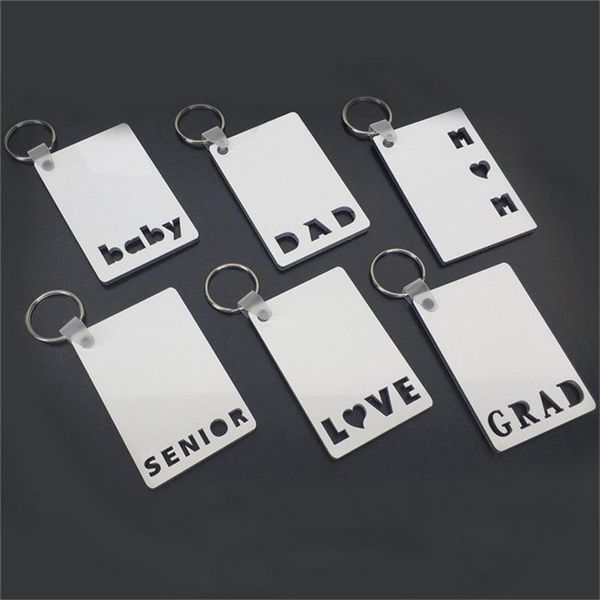 

dhl blank sublimation keychain pendant mdf double sided thermal transfer keyring wooden key chain birthday gift supplies 75*50*3mm