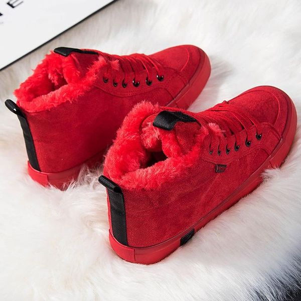 

boots women ankle winter shoes sneakers lace-up plush fur female warm woman, Black