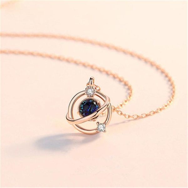 

pendant necklaces planet with diamond necklace clavicle chain simple birthday personality temperament wild luxury jewelry accessories, Silver