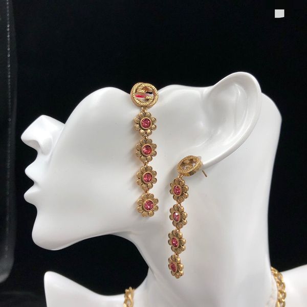 

[high grade] g bronze colored flower necklace earring designer bracelet set, Silver