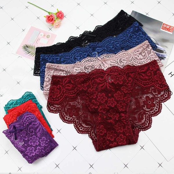 

girl's transparent lace low waist temptation triangle pure cotton crotch, Black;pink