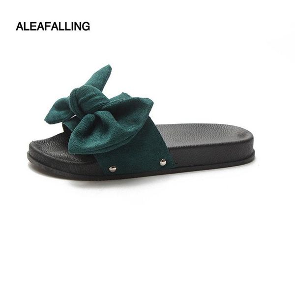 

slippers aleafalling bowtie women slipper comfortable thicken bottom slides soft home flip flops female warm shoes t74, Black