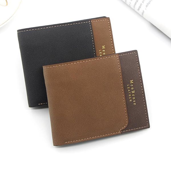 

wallets men's leather wallet business slim short luxury design three fold coin bag holder male pu, Red;black