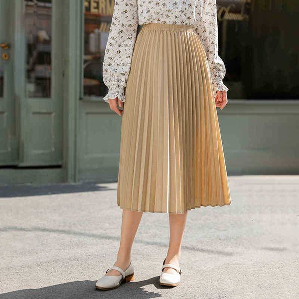 

skirts skirt spring arrival pleated khaki color show thin literature art retro a-line mid length women's skirt b1kp, Black