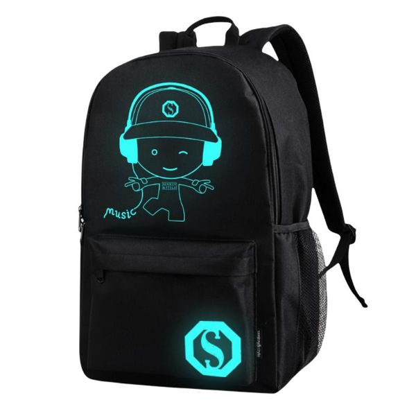 Sacos ao ar livre sem usb luminous grande skate música mochila mochila preto com presentes camping viagens caminhadas esportes ftiness bicicleta bgra