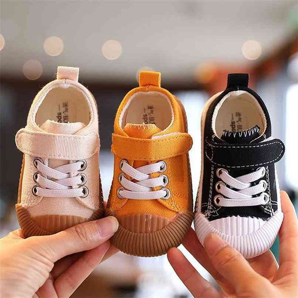 

solid color baby shoes children canvas all-purpose non-slip breathable walking for boys and girls kids sneakers 210913, Black