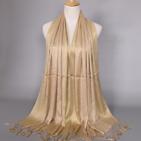 

scarves 2021 women gold cotton solid color muslim head scarf shawls and wraps pashmina bandana female foulard ladies hijab stores, Blue;gray