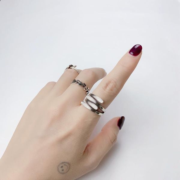 

cluster rings recommend vintage black 925 sterling silver for women men finger resizable dainty personalized charms jewelry gift, Golden;silver