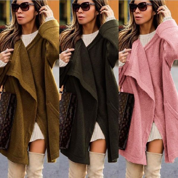 

women's trench coats amazon selling independent station wish loose sweater medium-length fur cardigan coat 2235, Tan;black