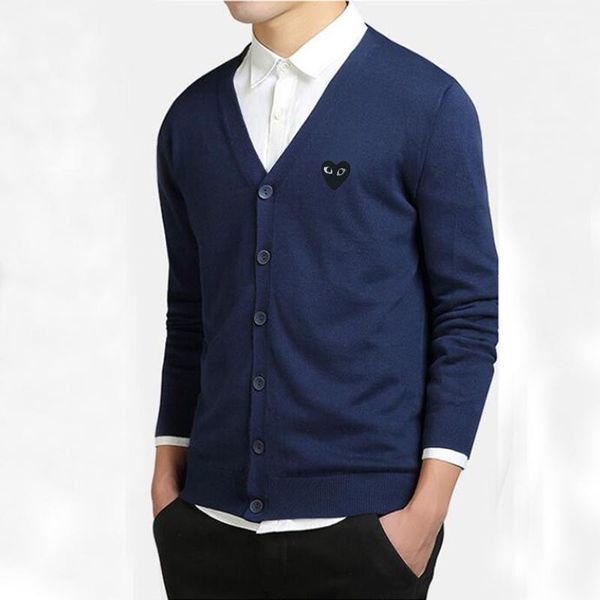 

men's sweaters play men cardigan embroidery heart cartoon v-neck long-sleeved single-breasted cotton spring autumn loose casual sweater, White;black