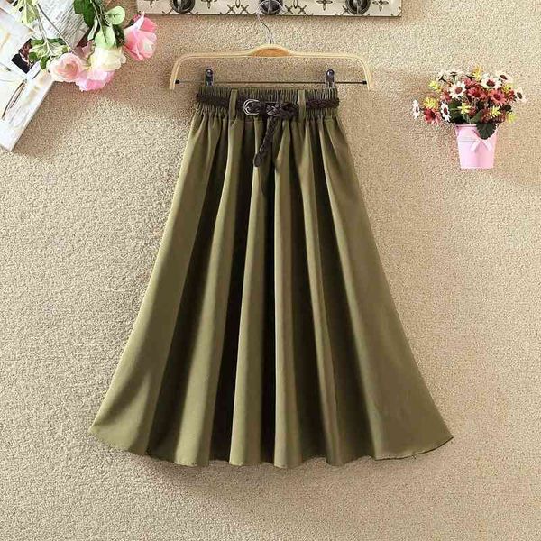 

Skirts skirts Summer Elegant Flared Midi with Belt Elastic Waist Bowknot Pleated A-line Knee Length S X1ZZ, Black