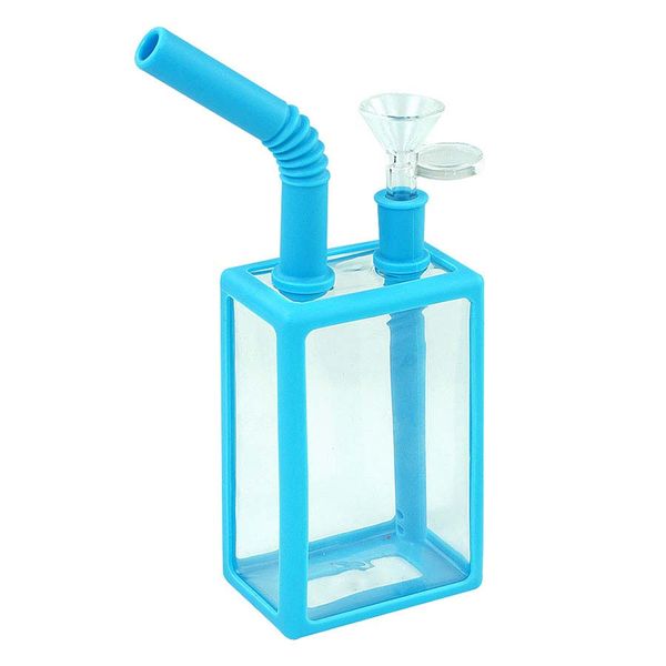 Tubulação de água de fumo de vidro Silicone Bong Tubulações de cachimbos resistentes ao calor para erva seca