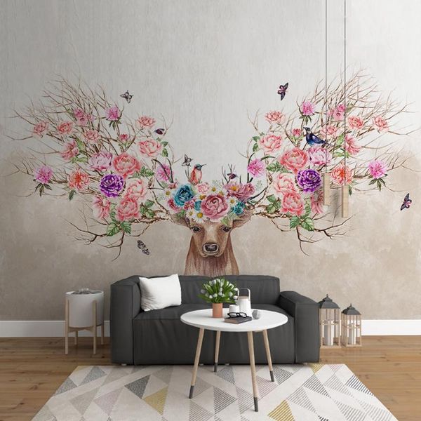 

wallpapers youe shone custom mural 3d po wallpaper fantasy forest elk flowers living room home decor flower murals for bedroom