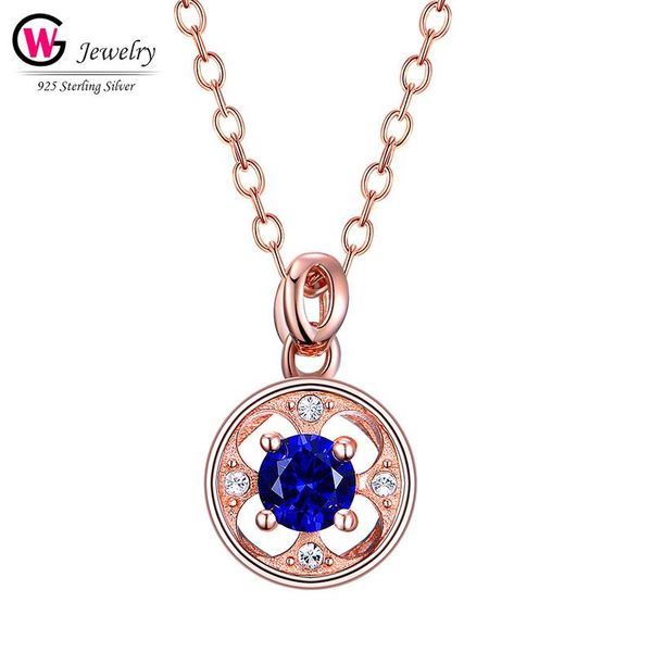 

pendant necklaces brand women blue cz silver zirconia rose gold female jewelry hollow pendants chain statement necklace gift