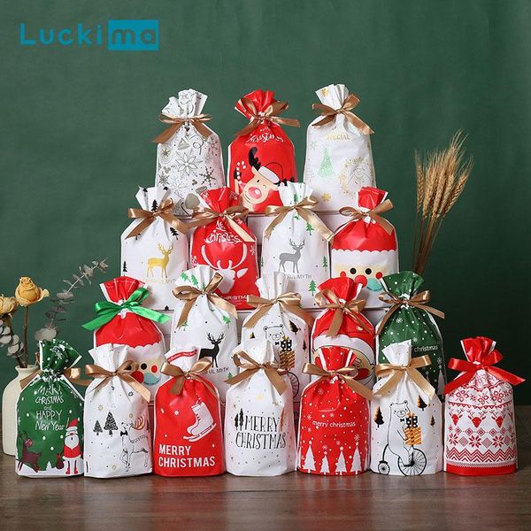 

storage bags 100pcs/lot drawstring plastic bag grocery nuts candy cookies kids christmas gift home organizer