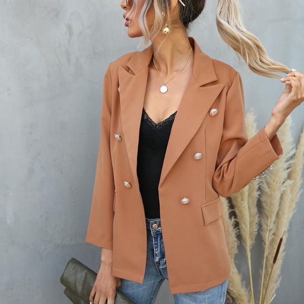 

women's suits & blazers casual autumn spring jacket deep v single button khaki blazer women formal office career work woman, White;black