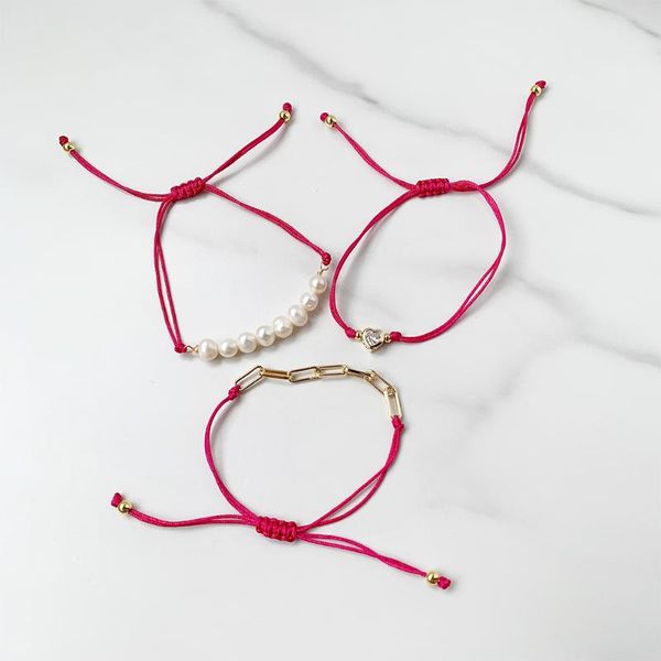 

charm bracelets gold heart bracelet red rope for women, Golden;silver