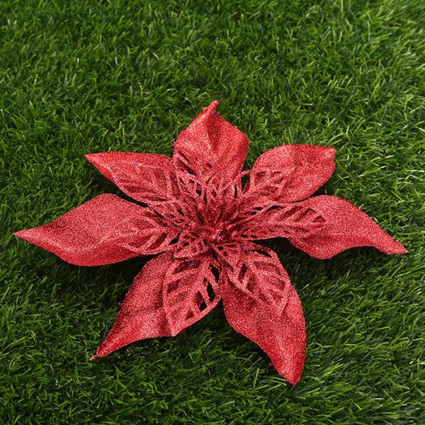 

1/2pc 13/16cm christmas glitter flower heads diy tree wreath hanging decoration for wedding arrangement decorative flowers & wreaths
