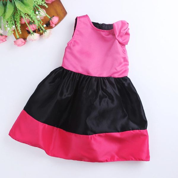 

girl's dresses 2021 summer butterfly knot zipper hit the color sleeveless dress kids for girls roupas infantis menina, Red;yellow