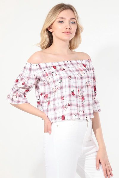

women's blouses & shirts women print strapless blouse, White