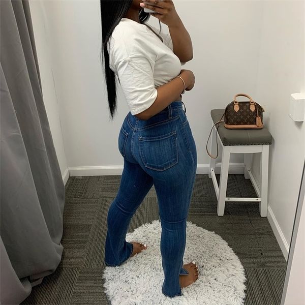 

anjamanor side split skinny jeans for women fall 2021 black blue high waisted er stretchy denim pencil pants d22-ci50