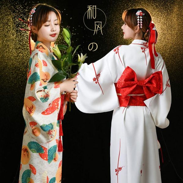 

ethnic clothing japanese women kimono dresscardigan casual floral print yukata bow obi sleepwear vintage traditional geisha robe clothes, Red