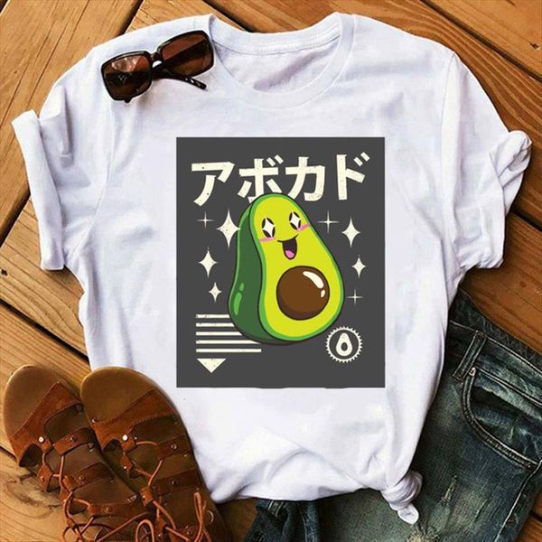 

fashion funny avocado printed tee womens t shirts casual loose harajuku cute cartoon clothe, White