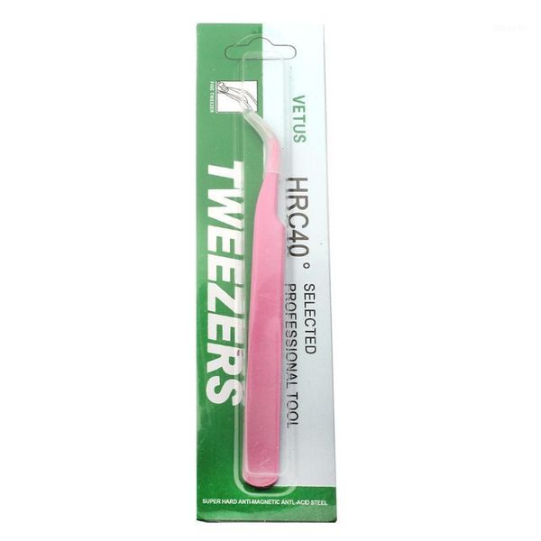 

pink vetus tweezers straight or bend optional professional eye lashes nail art tips nipper tool1