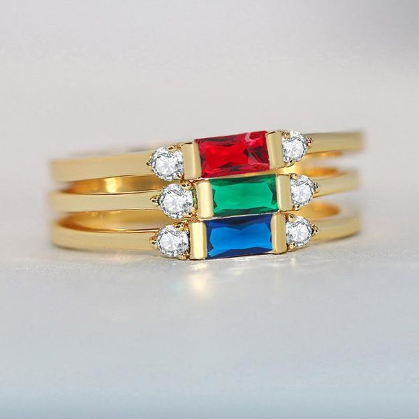 

cluster rings classic and geometric engagement ring inlaid with zircon 14k gold plated accessories women's jewelry, Golden;silver