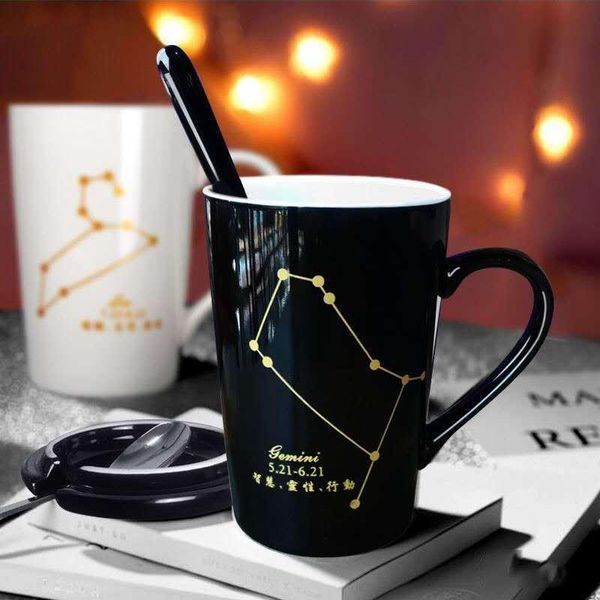 

mugs creative cup ceramic household mug with cover spoon couple drinking milk porcelain coffee cups and