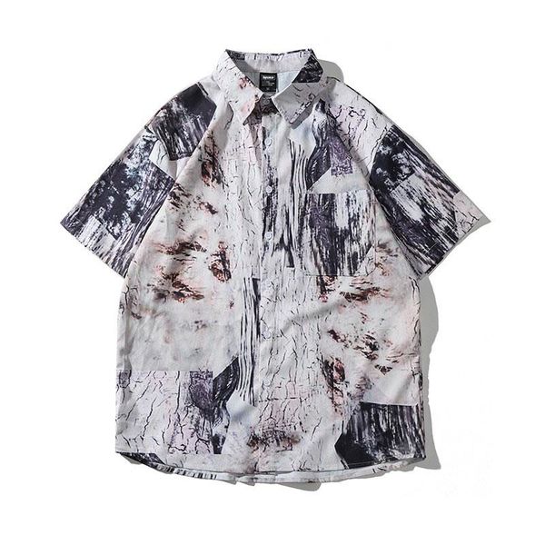 

men's casual shirts men shirt short sleeve 2021 arrival summer loose pocket comfortable tie dye male thin chinese style s92, White;black