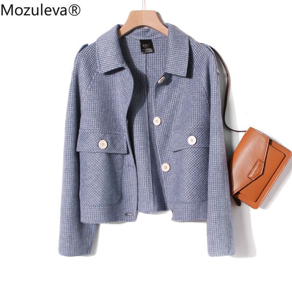 

plaid woolen coat women's autumn and winter japanese-style short-height double-sided overcoat female 210427, Black