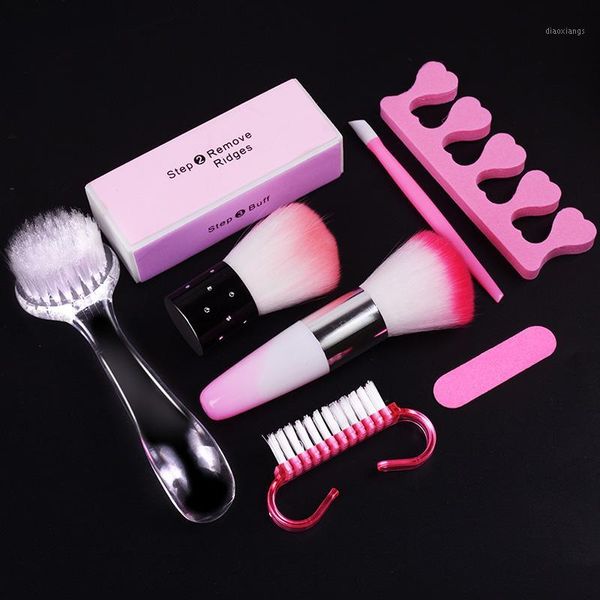 

8pcs/set nail art tools manicure uv gel set pink cleaning sanding buffer block gray nails files set1