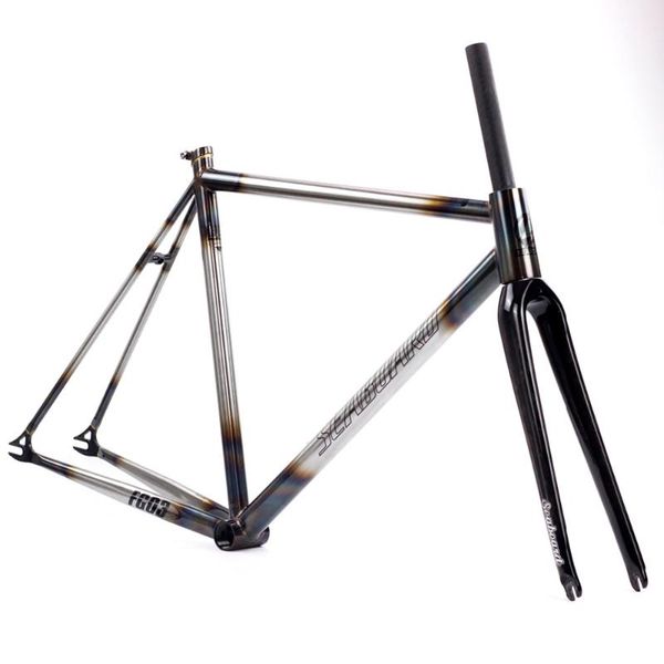 

bike frames seaboard tsunami cromolly fixed gear frameset frame carbon fork 52cm custom chrome cr-mo steel fixie track super