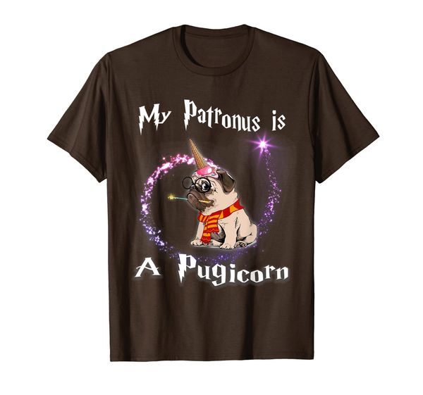 

my patronus is a pugicorn tshirt pug lovers, White;black