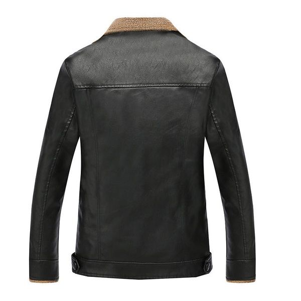 

men leather jacket trendy winter warm fleece coats mens outwear fashion leathe jackets male bomber casual clothes plus size 4xl men's f, Black