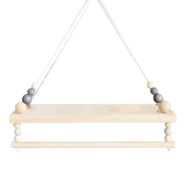 

toilet paper holders 67je nordic wooden wall shelf with clothes rack children room craft storage display holder rope hanging kid bedroom dec