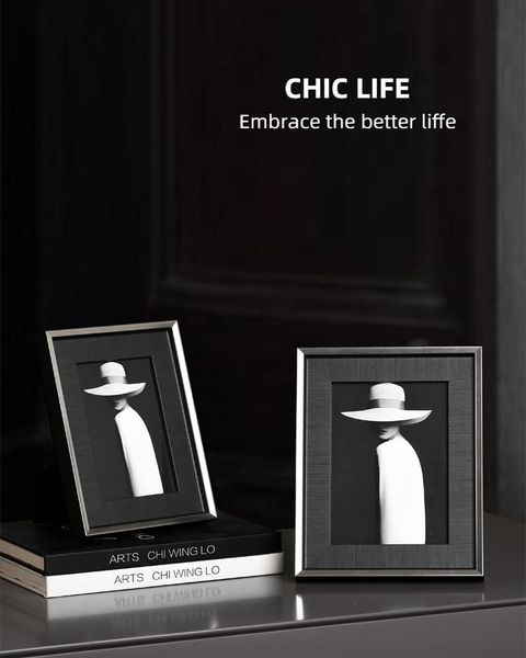 

frames wooden po frame 6~7~10 inch settable, mirror frame, decorative painting, holiday gifts, home art, silver and black