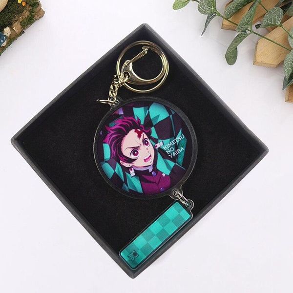 

keychains demon slayer: kimetsu no yaiba anime hd printed keychain cosplay acrylic pendant keyring cute funny, Silver