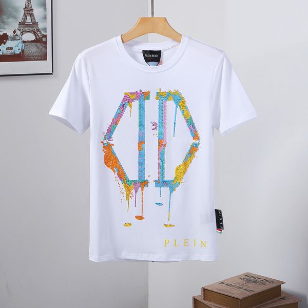 

plein bear t shirt mens designer tshirts rhinestone skull men t-shirts classical hip hop streetwear tshirt casual tees pb 16265, White;black