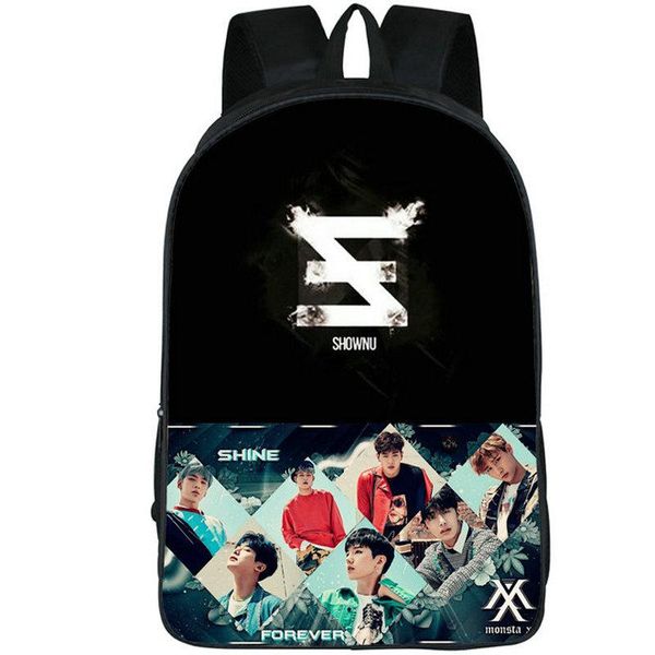 

backpack monsta x man group daypack trespass band schoolbag music rucksack satchel school bag outdoor day pack
