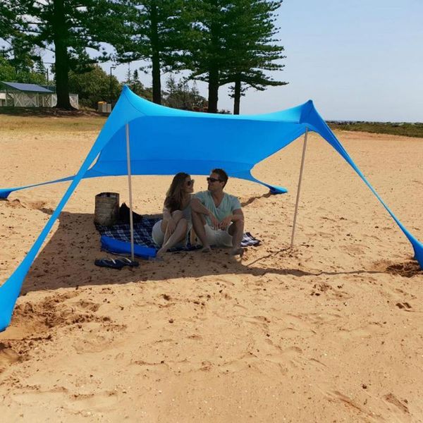 

tents and shelters portable camping pergola outdoor windproof beach tent sunshade gazebo 210x150x170cm with sand anchors ultralight tarp