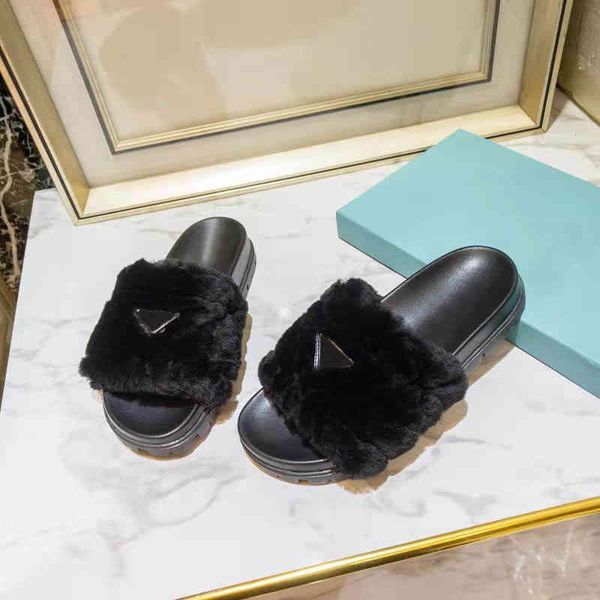 

women early spring wool warm sandals luxurious limited edition comfortable weave show style house slipper with box, Black