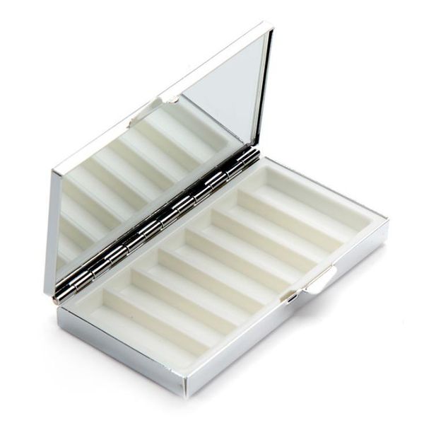 

wholesale 100pcs blank rectangle pill boxes metal pills container 7 grids mini portable travel case sn2168