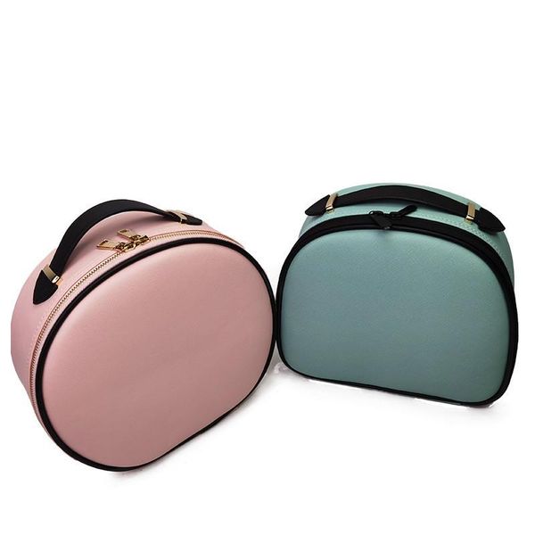 

portable round partition cosmetic bag travel makeup organizer nail beauty professional cosmetics box make up storage bags & cases