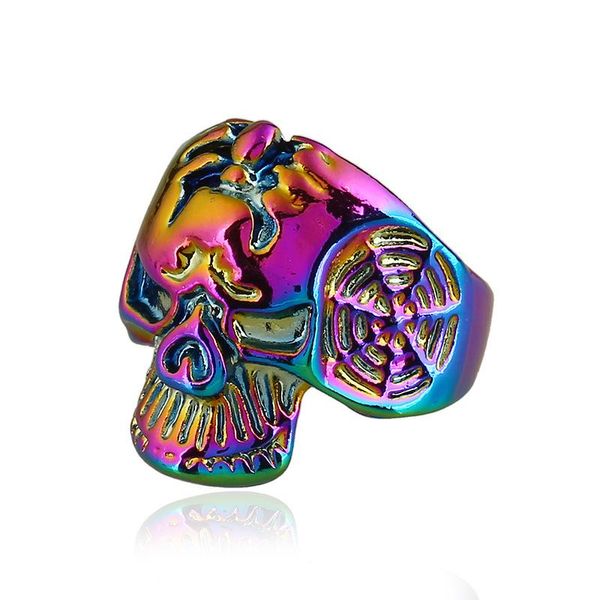 

wedding rings punk style skull skeleton head finger for women men gothic spider ring party unique gypsy jewelry gift, Slivery;golden
